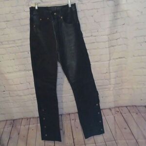 TRU FIT 100%  High Quality Leather Motor Cyle Pants Snaps Zipper 30‎